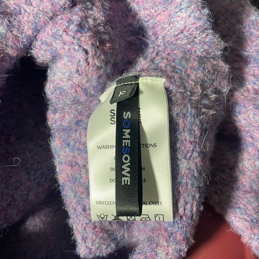 SomeSome Lavender Bouclé Cropped Cardigan Jacket – Free Size Fits US L–XL - Picture 7 of 7